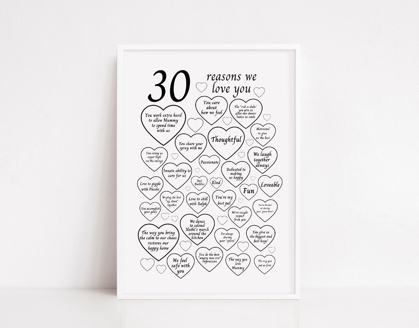 Love You Print | 30 Reasons We Love You | I Love You Gift