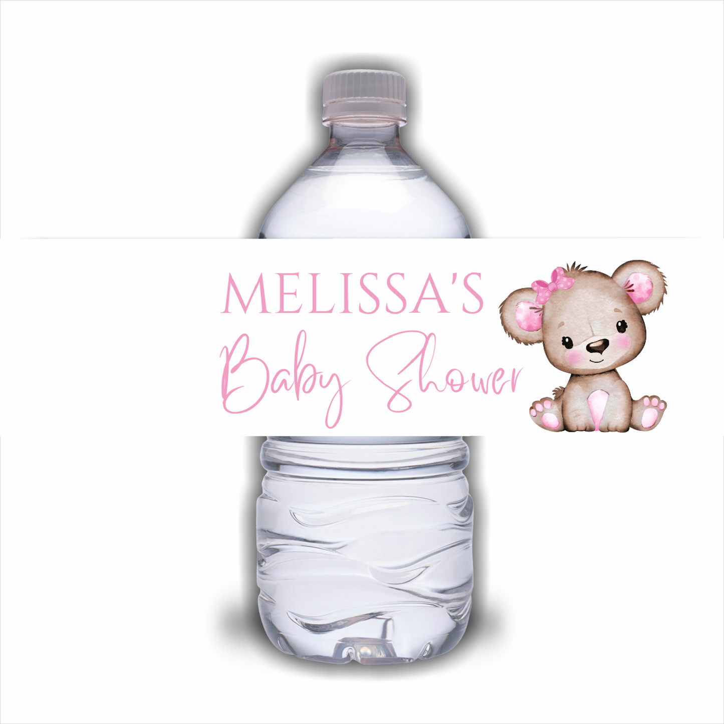Juice Bottle Labels | Pink Or White Teddy Bear Labels | Water Bottle Stickers | Teddy Bear Baby Shower, Birthday Party