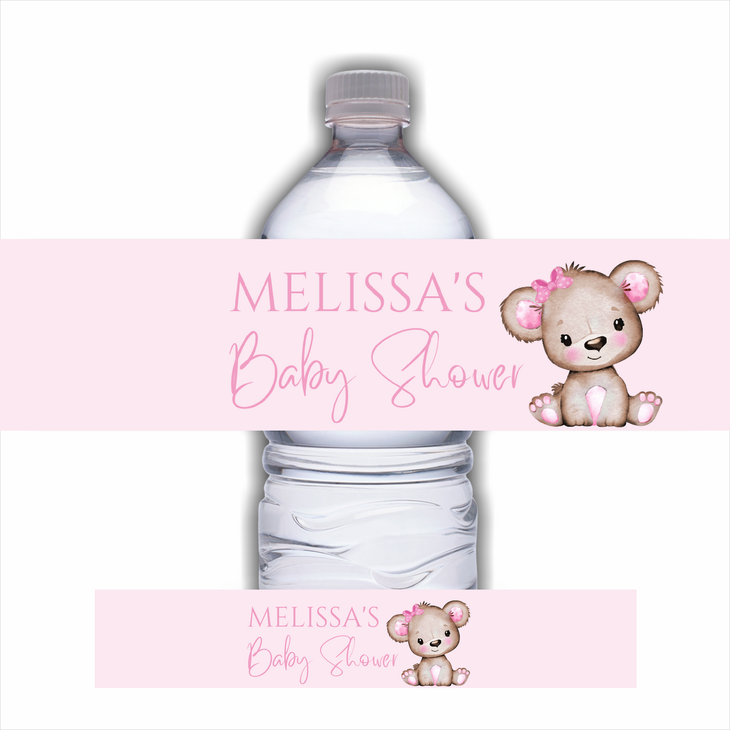 Juice Bottle Labels | Pink Or White Teddy Bear Labels | Water Bottle Stickers | Teddy Bear Baby Shower, Birthday Party