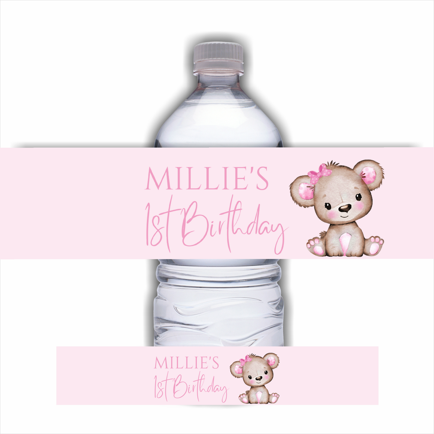Juice Bottle Labels | Pink Or White Teddy Bear Labels | Water Bottle Stickers | Teddy Bear Baby Shower, Birthday Party