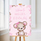 Pink Or White Teddy Bear Welcome Board Sign | Personalised Baby Shower, Birthday Party Board | Party Sign | A4, A3, A2