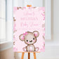 Pink Or White Teddy Bear Welcome Board Sign | Personalised Baby Shower, Birthday Party Board | Party Sign | A4, A3, A2
