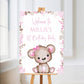 Pink Or White Teddy Bear Welcome Board Sign | Personalised Baby Shower, Birthday Party Board | Party Sign | A4, A3, A2