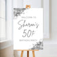 White & Silver Welcome Board Sign | Personalised Birthday Board | Birthday Party Sign | A4, A3, A2