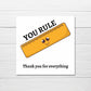 Teacher Card | You Rule | Cute Card | Personalised Card