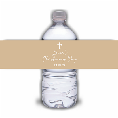 Juice Bottle Labels | Beige Neutral Christening, Baptism, Birthday Party Labels | Water Bottle Stickers | Party Stickers