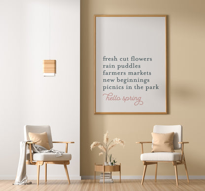 Seasonal Print | Hello Spring | Quote Print