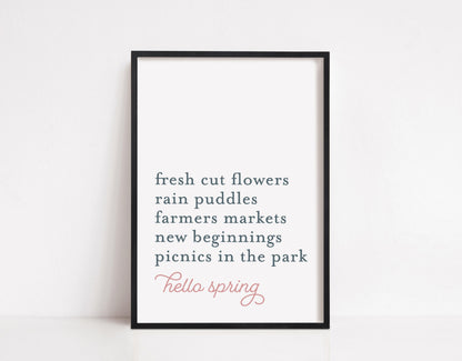 Seasonal Print | Hello Spring | Quote Print