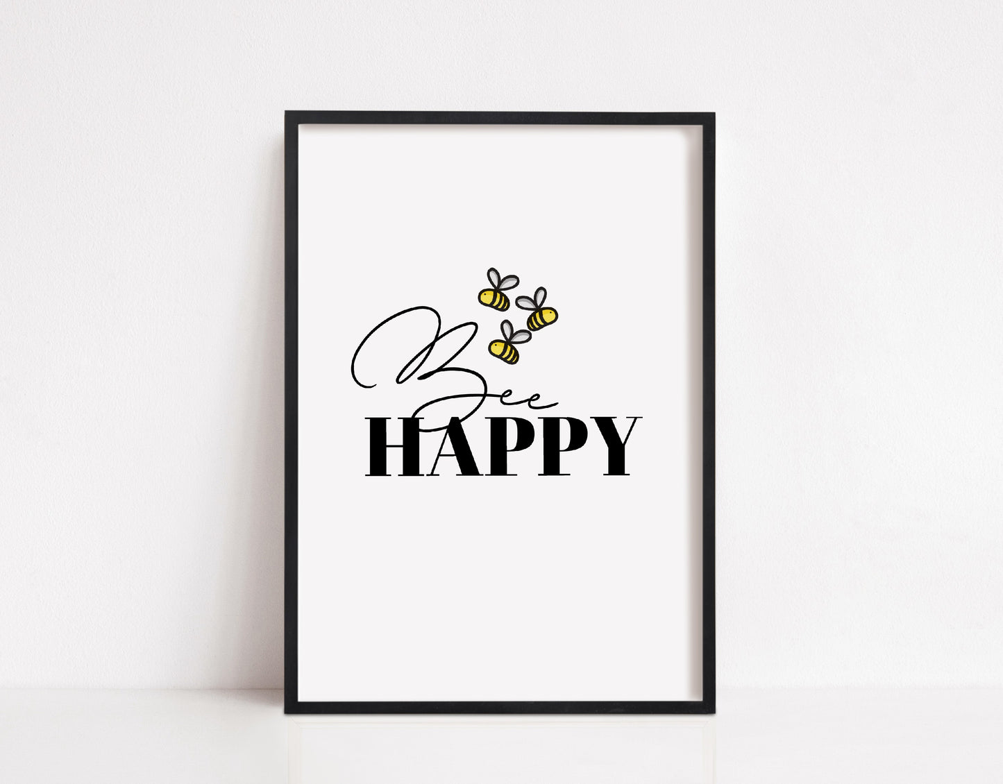 Quote Print | Bee Happy | Positive Print | Motivational Print