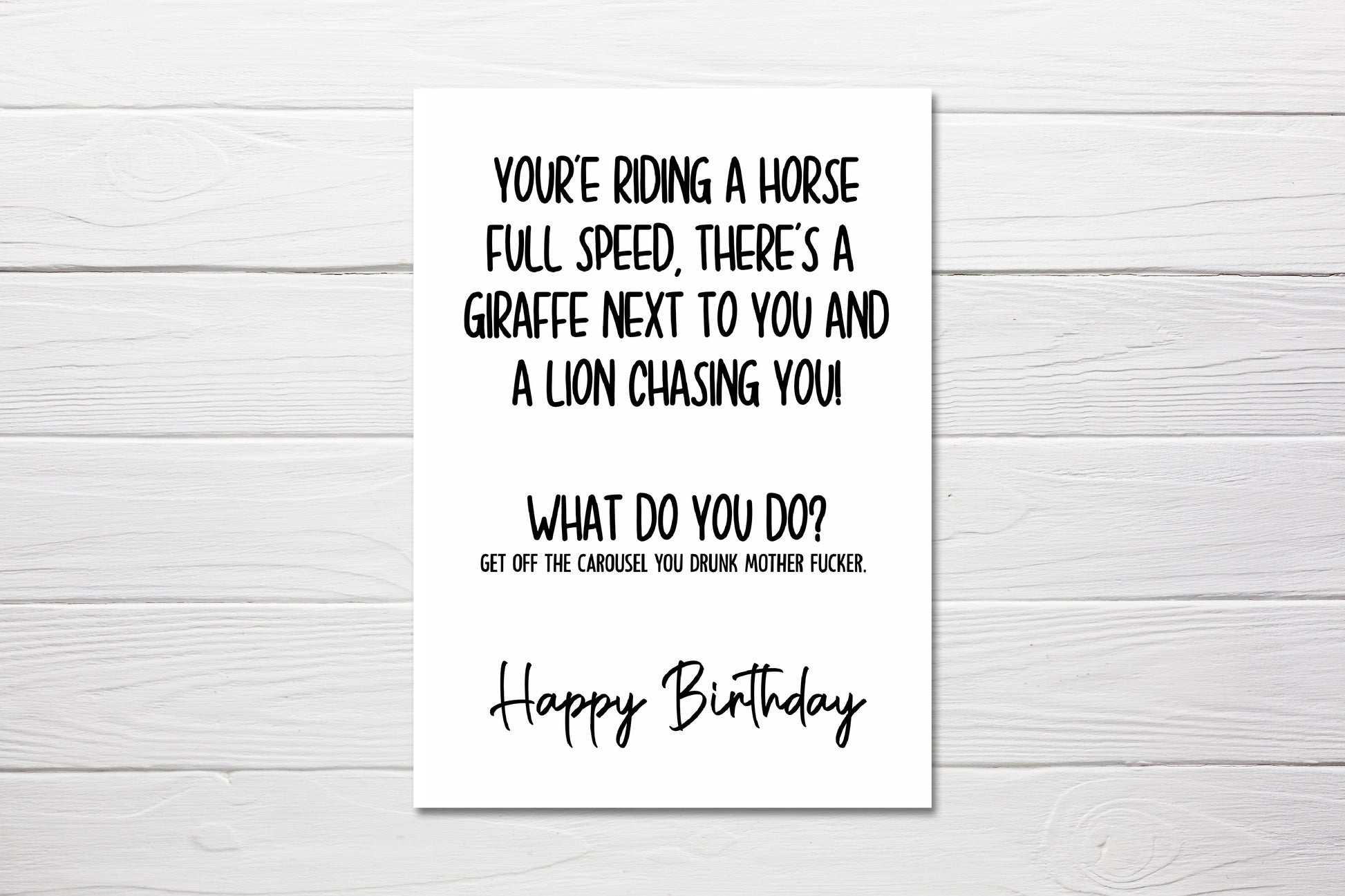Birthday Card | Get Off The Carousel | Funny Card - Dinky Designs