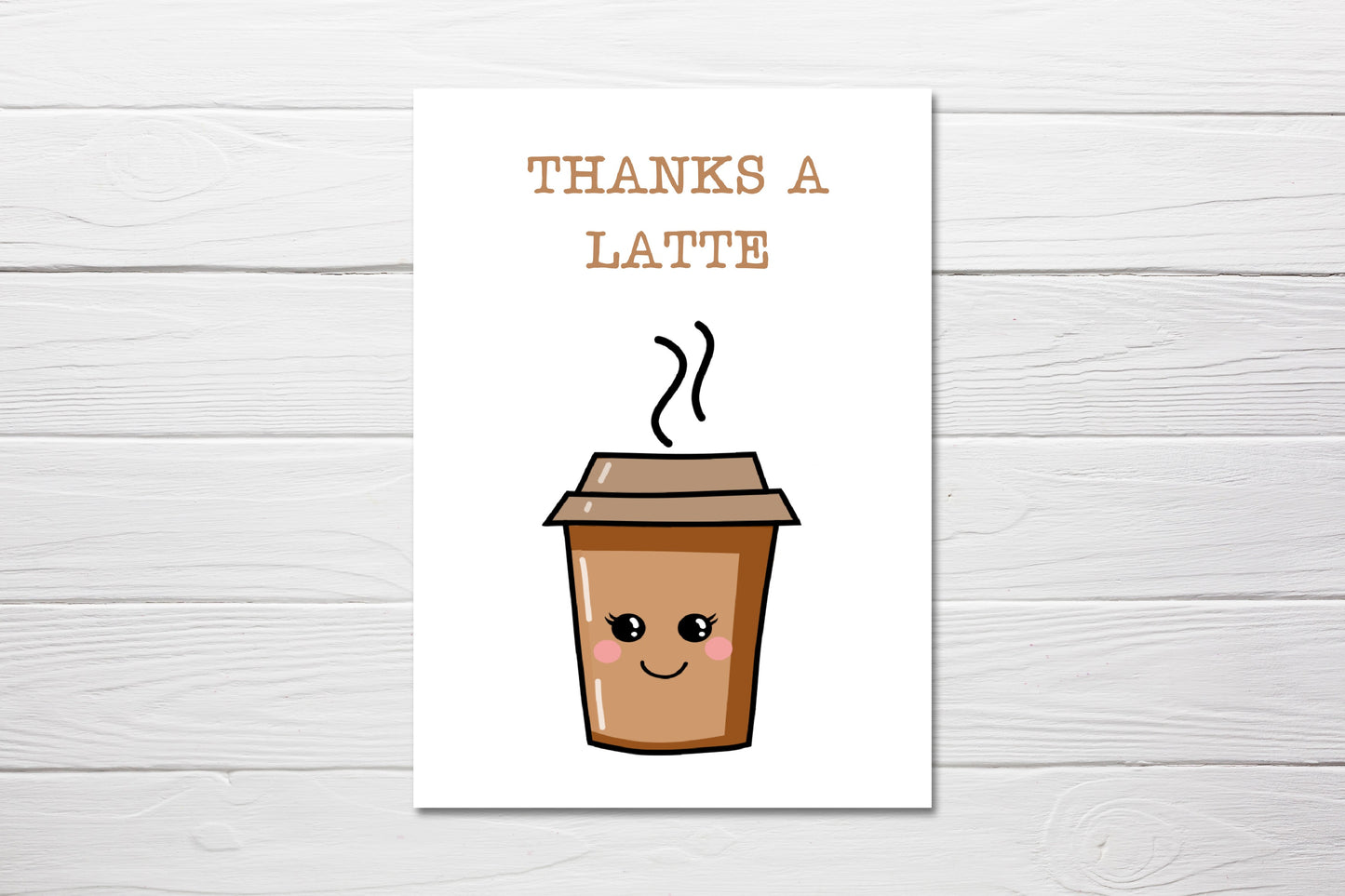 Thank You Card | Thanks A Latte | Coffee Card | Funny Pun Card