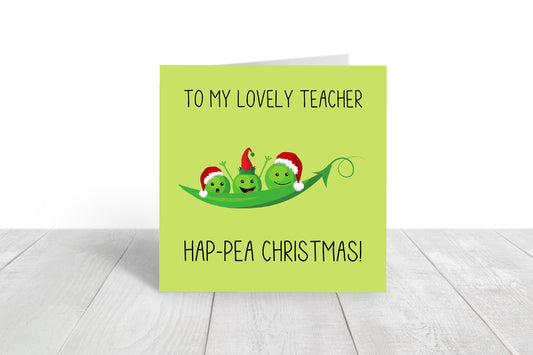 Christmas Card | Hap-pea Christmas | Funny Teacher Christmas Card