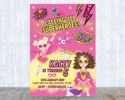 Superhero Supergirl Invitations | A6 Invites | Party Invitations | Superhero Party