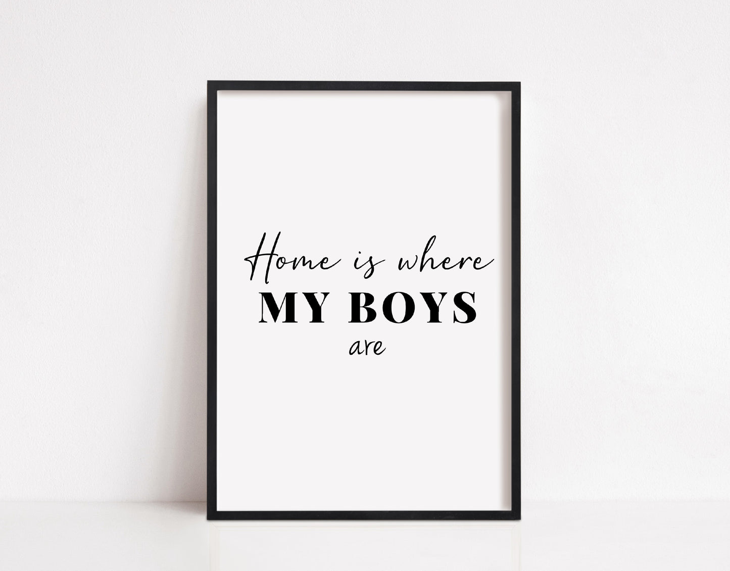 Quote Print | Home Is Where My Boys Are | Family Quote Print