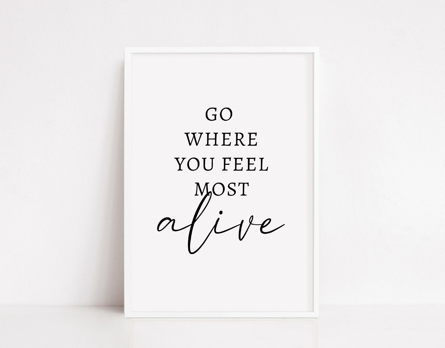 Quote Print | Go Where You Feel Most Alive | Motivational, Inspirational Quote Print