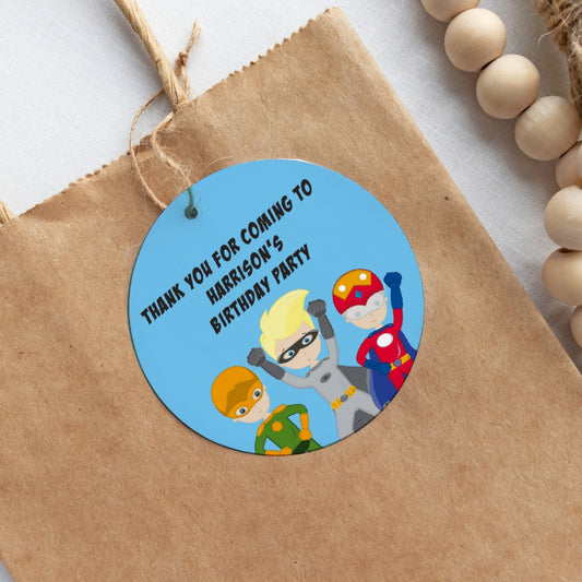 Superhero Gift Tags | Superhero Birthday Gift Tags | Circle Gift Tags