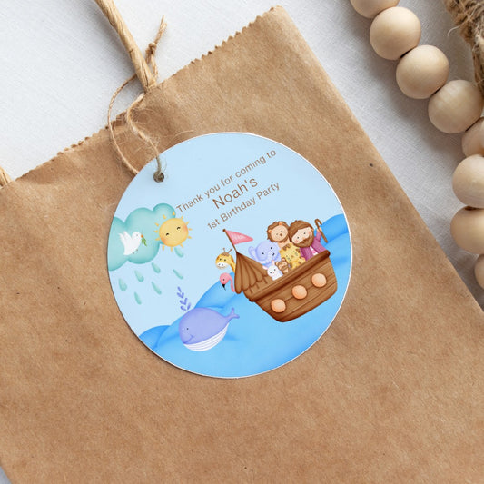 Noah's Ark Birthday Party Gift Tags | Noah's Ark Theme Birthday | Circle Gift Tags