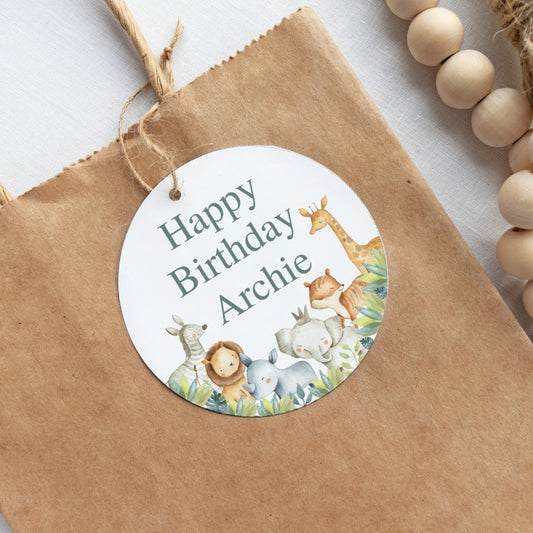 Safari Animal Gift Tags | Safari Animal Birthday Gift Tags | Circle Gift Tags