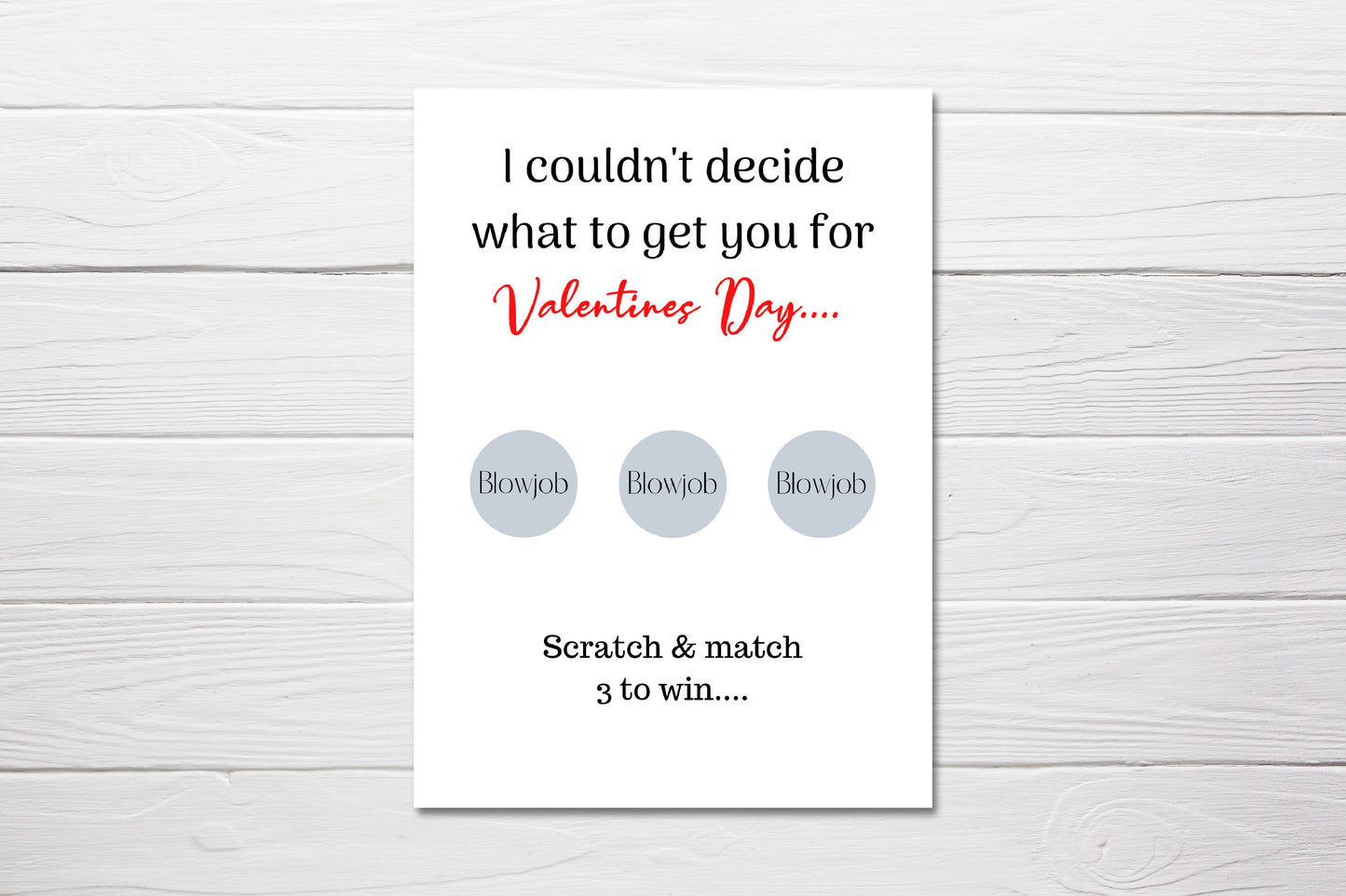 A6 Valentines Day Card | Funny Rude Joke Valentine Card | Scratch Card | Scratch Reveal Card | Blowjob