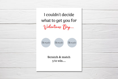 A6 Valentines Day Card | Funny Rude Joke Valentine Card | Scratch Card | Scratch Reveal Card | Blowjob