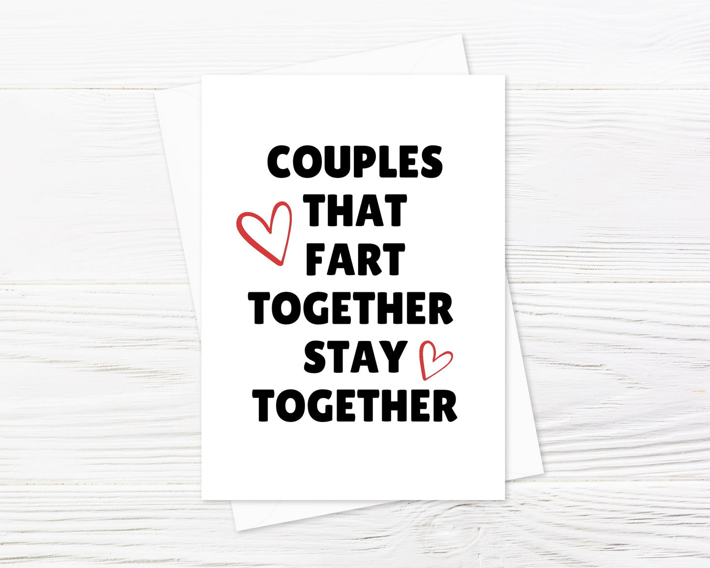 Valentines Card | Anniversary Card | Couples that Fart Together Stay Together | Couples Card