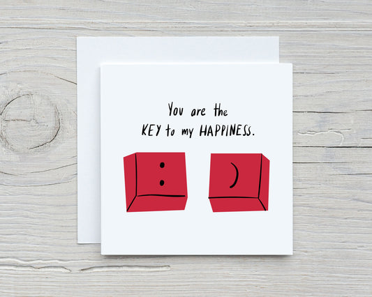 Valentines Card | Anniversary Card | You Are The Key To My Happiness | Love Card | Couples Card