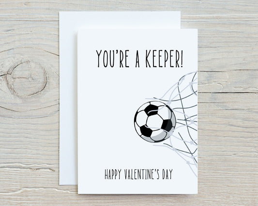 Valentine's Day Card | You're A Keeper | Couples Card | Football Card | Design 2