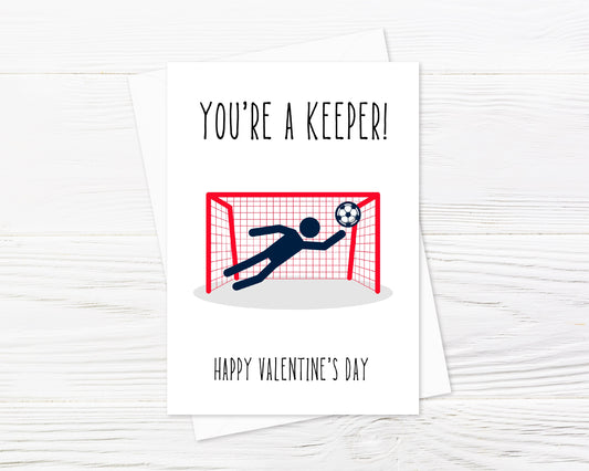 Valentine's Day Card | You're A Keeper | Couples Card | Football Card | Design 1