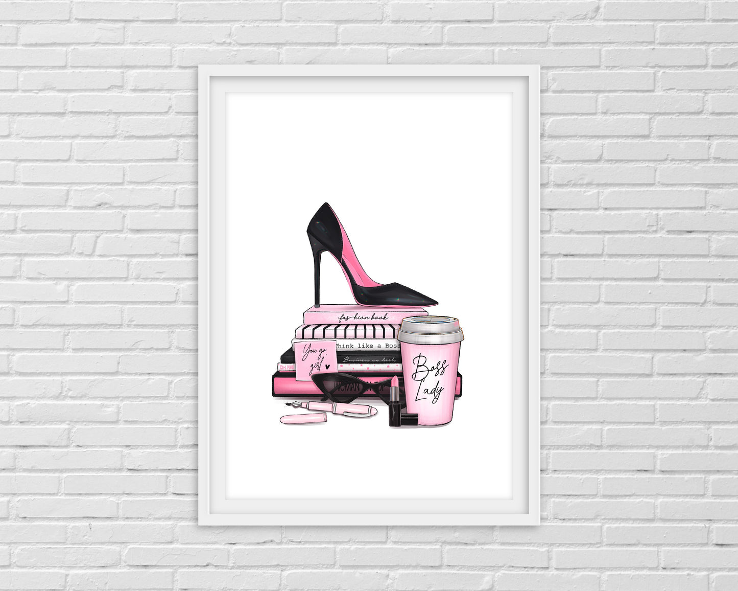 Baby Pink Boss Lady Print | High Heel Shoe Print | Office Print