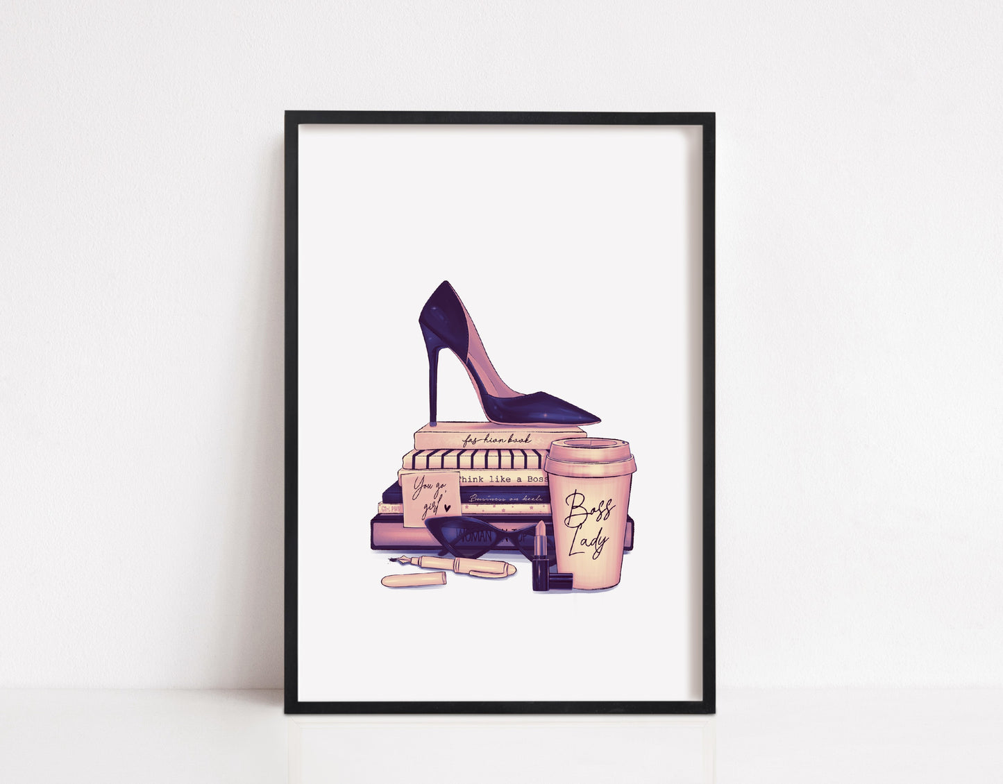 Beige Boss Lady Print | High Heel Shoe Print | Office Print