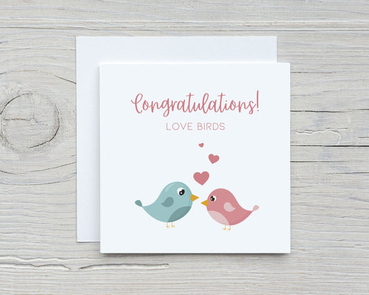 Wedding Card | Engagement | Congratulations Love Birds Card | Design 2