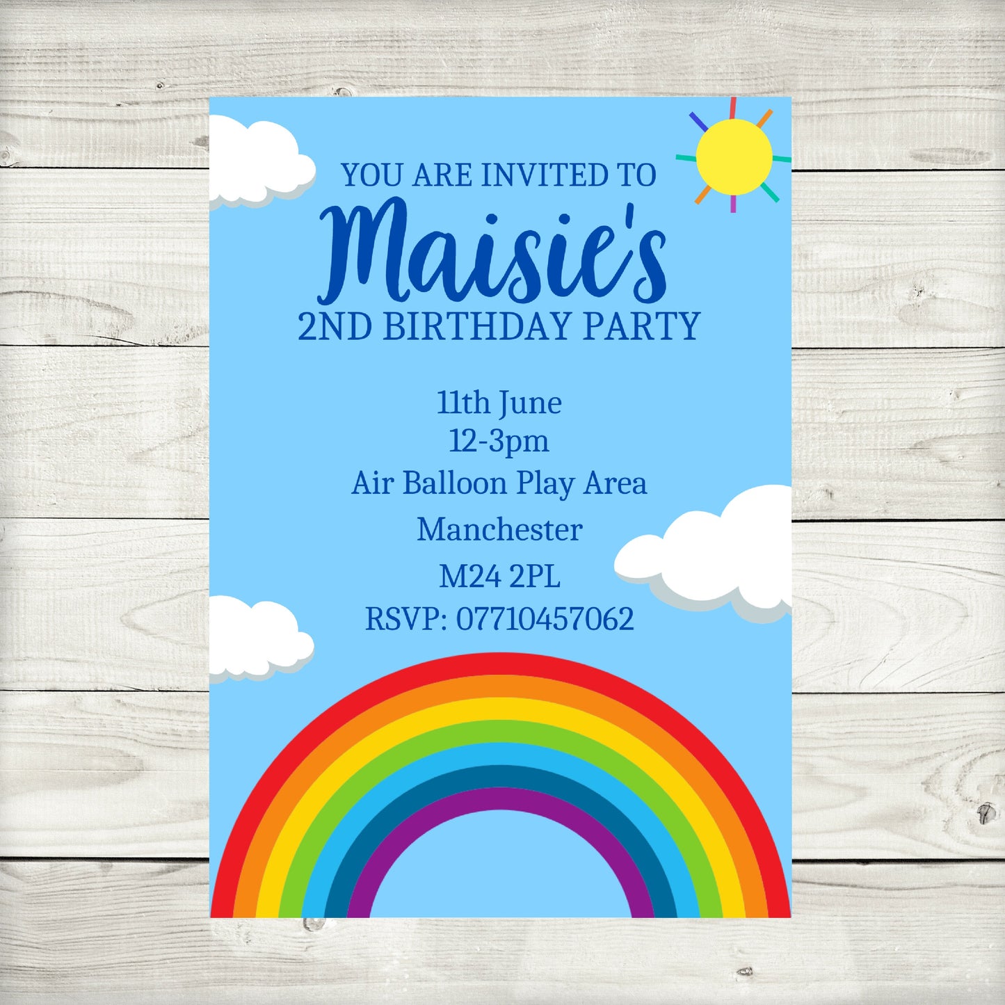 Rainbow Birthday Invitations | A6 Invites | Rainbow Theme Invitations | Party Invitations