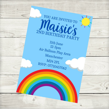 Rainbow Birthday Invitations | A6 Invites | Rainbow Theme Invitations | Party Invitations