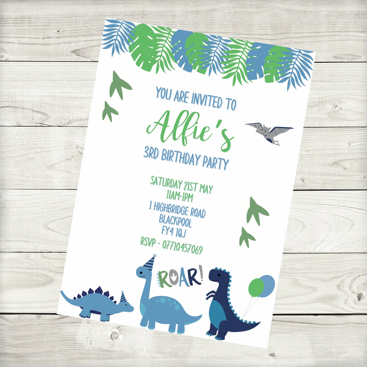 Dinosaur Birthday Invitations | A6 Invites | Dinosaur Theme Invitations | Party Invitations