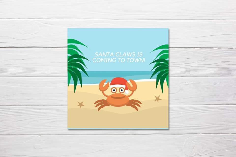 Christmas Card | Santa Claws Is Coming To Town | Funny Christmas Cards | Single Or Pack Of 10