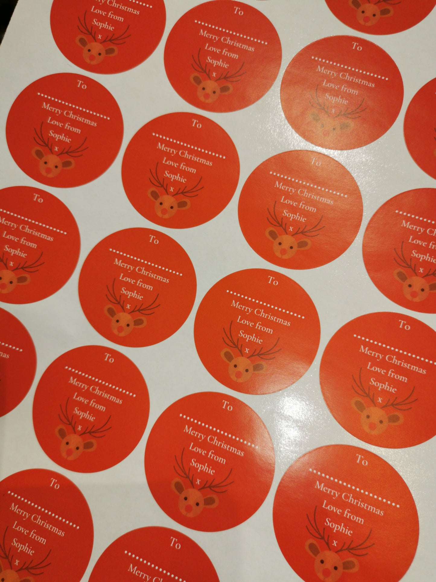 Personalised Christmas Reindeer Stickers | Christmas Labels | Sticker Sheet | Christmas Gift Tags (Design 1)