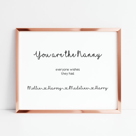 Family Print | Nanny Print | You Are The Nanny Everyone Wishes They Had | Grandchildren Print | Personalised Print