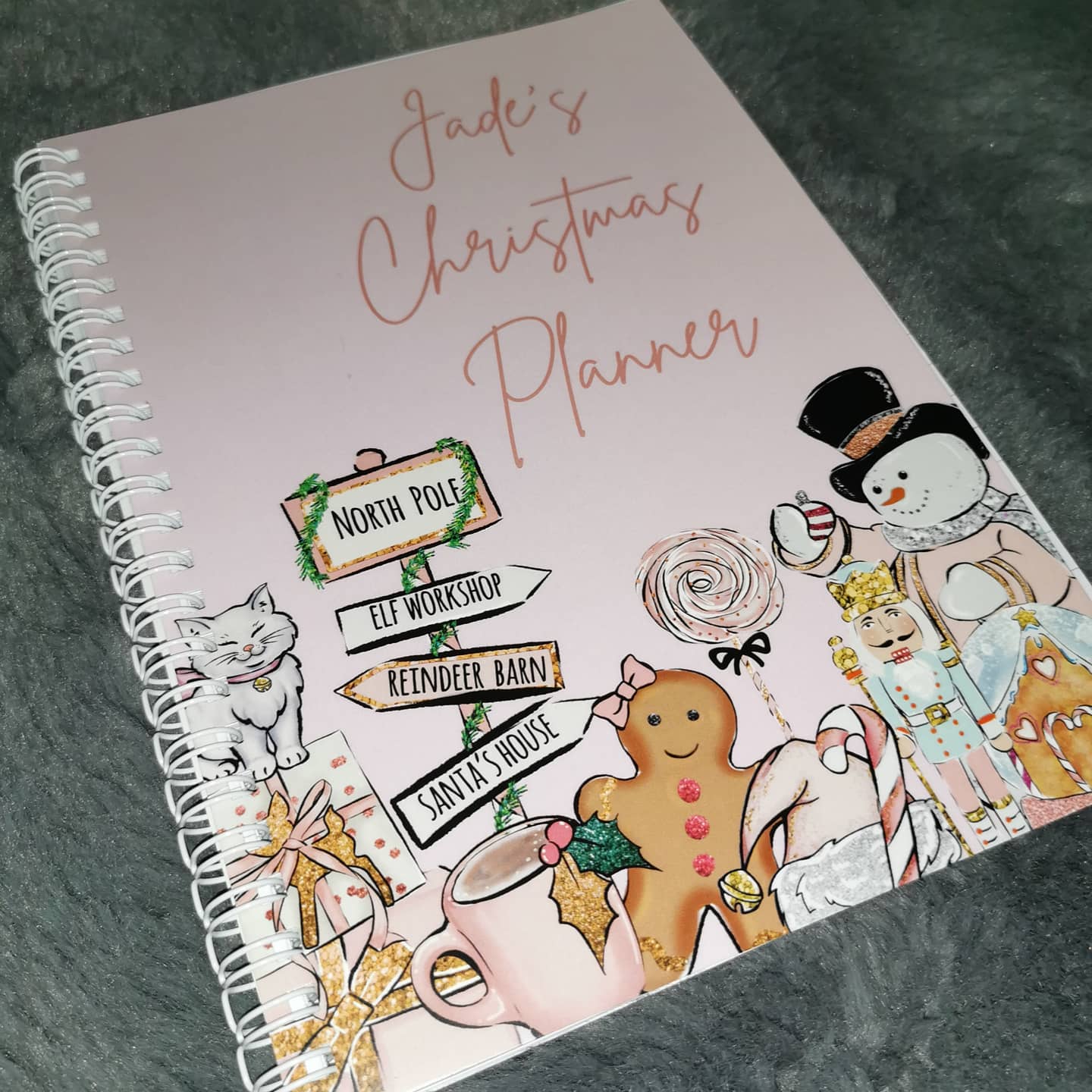 Personalised Christmas Planner | Pink Christmas Notebook