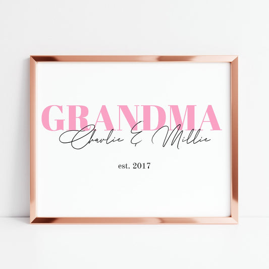 Grandma Print | Personalised Grandma Grandchildren Print | Grandma Gift | Family Print - Dinky Designs