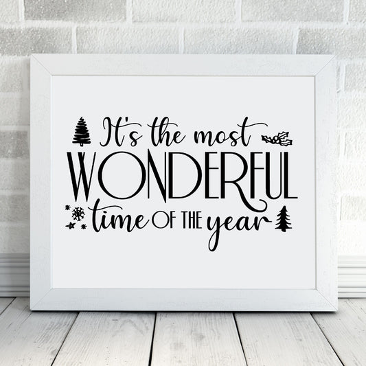 Christmas Print | It's The Most Wonderful Time Of The Year | Christmas Décor | Quote Print