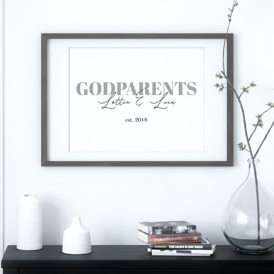 Godparent Print | Godchildren Names | Personalised Godparents| Godparent Gift