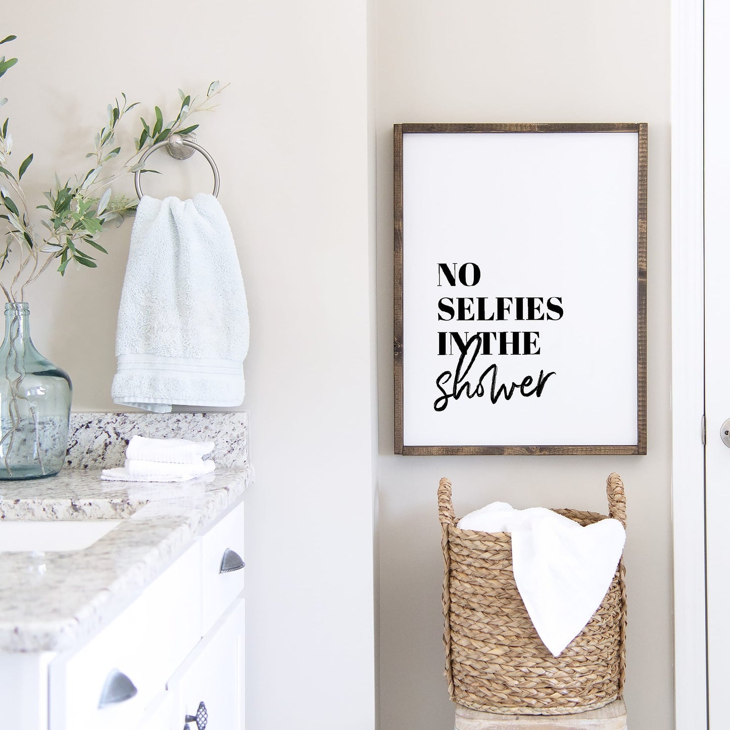 Bathroom Print | No Selfies In The Shower | Quote Print