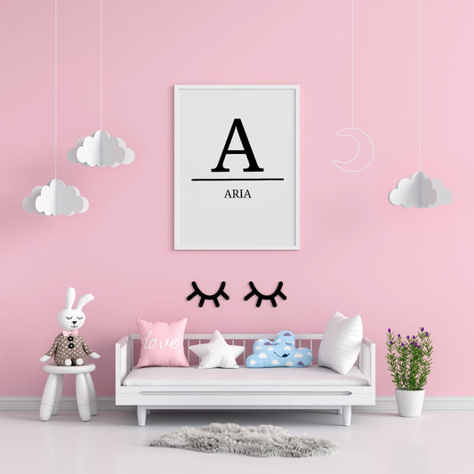 Nursery Print | Personalised Initial/Name Print | Children's Bedroom Print