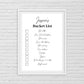 Personalised Print | Bucket List  | Gift Idea | Memory Print