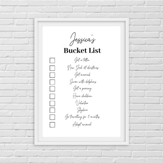 Personalised Print | Bucket List  | Gift Idea | Memory Print