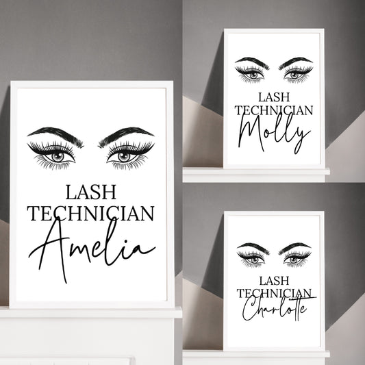 Salon Print | Personalised Lash Technician | Eyelash Print