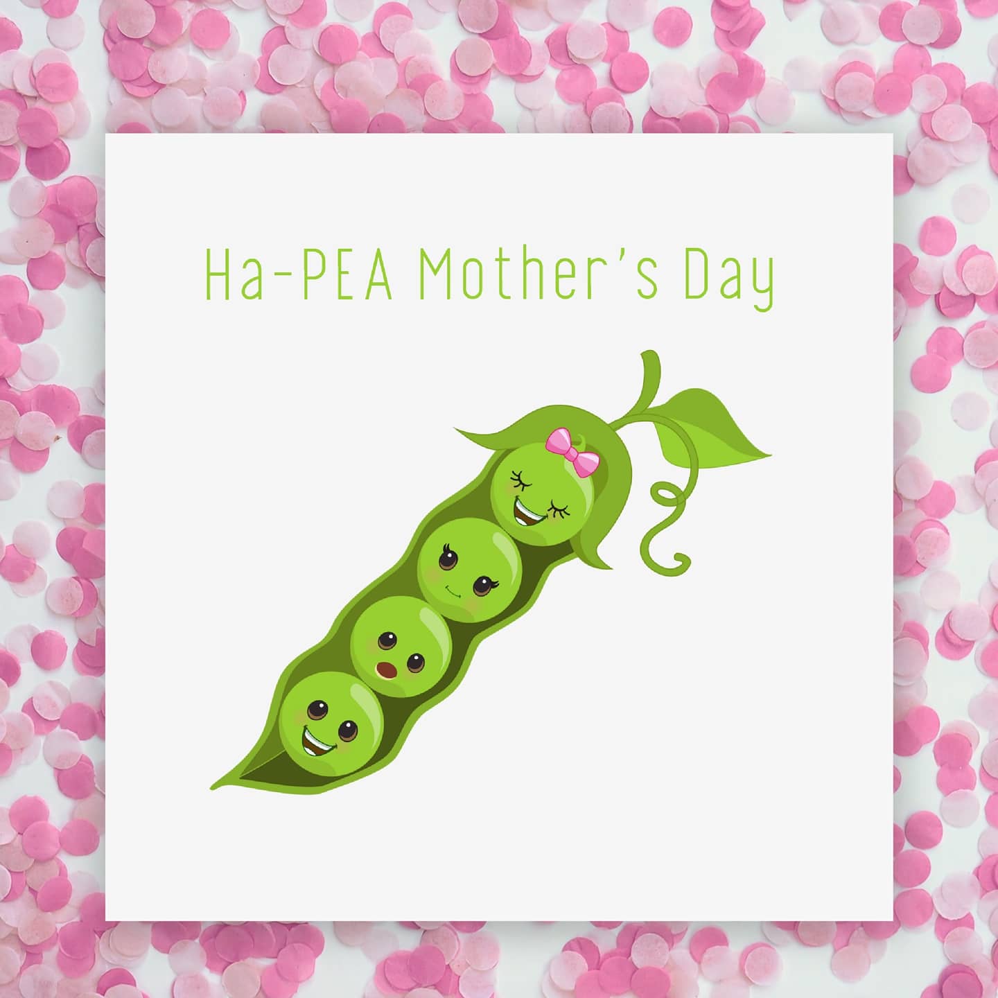 Mothers Day Card | Ha-pea Mother's Day Family Card | Cute Card (Design 1)