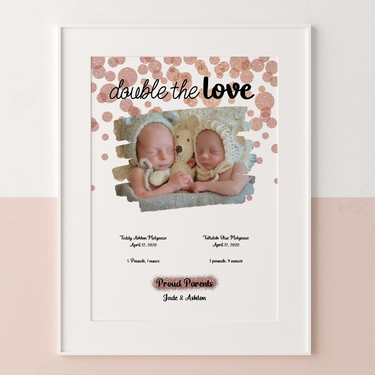 Newborn Print | Double The Love Twins | New Baby Gift | New Baby Print