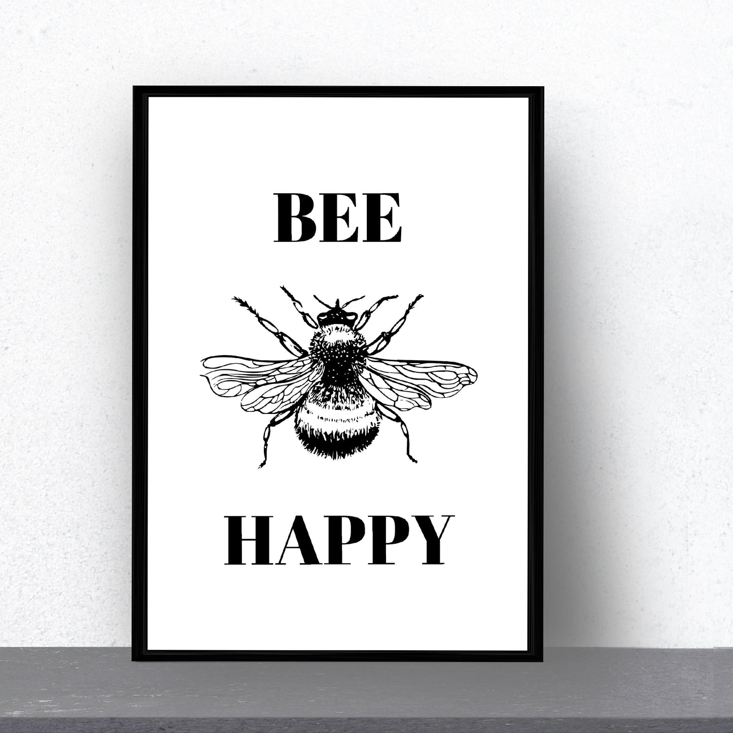 Quote Print | Bee Happy | Positive Print | Motivational Print