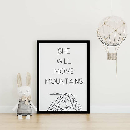 Nursery Print | She Will Move Mountains | Quote Print | Girly Print - Dinky Designs